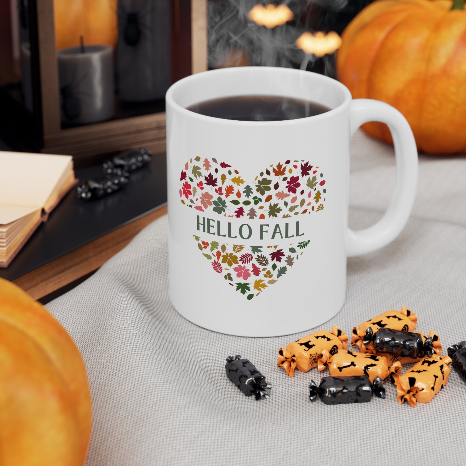 Hello Fall- 11oz White Mug - Camo Coffee Company