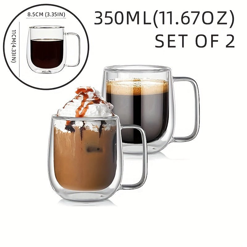 2 pcs or 4 pcs Set of Double-Layered Insulated Glass Coffee Mugs - Camo Coffee Company