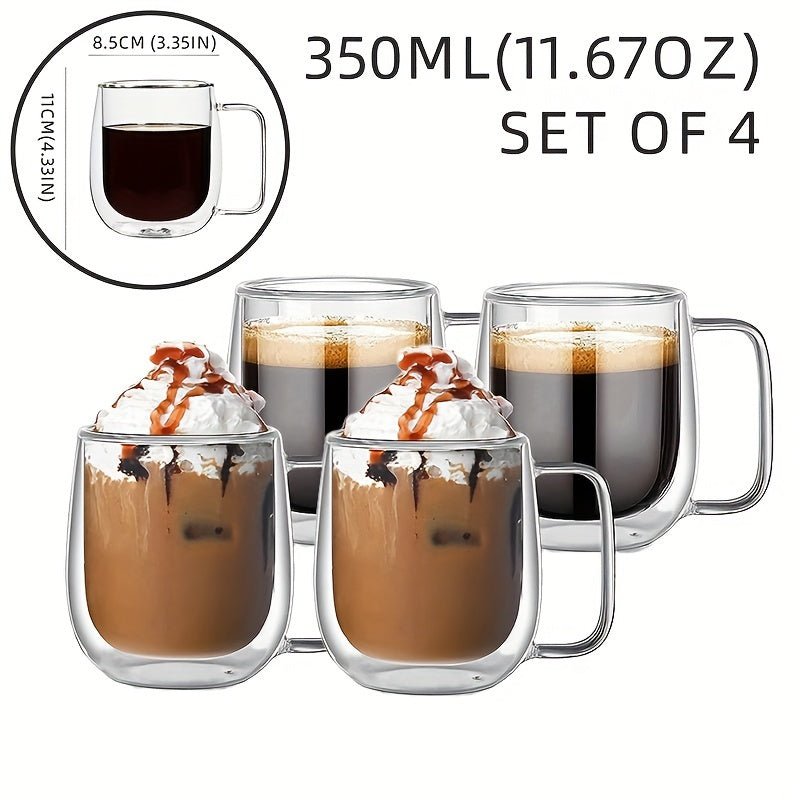 2 pcs or 4 pcs Set of Double-Layered Insulated Glass Coffee Mugs - Camo Coffee Company